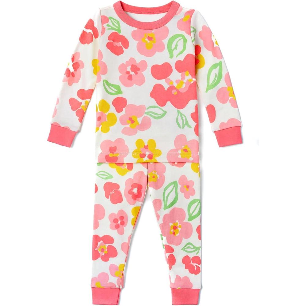 imageHonestBaby babygirls 2piece Pajamas Sleepwear Pjs 100 Organic Cotton for Baby Toddler Kids GirlSpring Bloom
