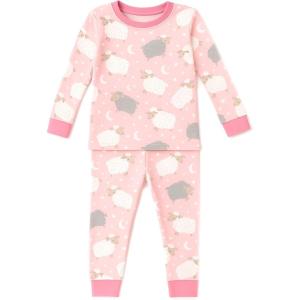 imageHonestBaby babygirls 2piece Pajamas Sleepwear Pjs 100 Organic Cotton for Baby Toddler Kids GirlBarnyard Baaamas Pink