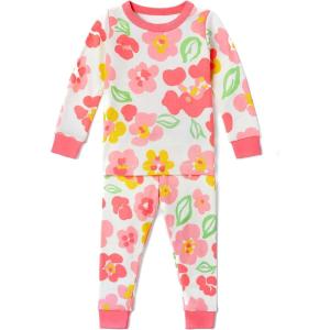 imageHonestBaby babygirls 2piece Pajamas Sleepwear Pjs 100 Organic Cotton for Baby Toddler Kids GirlSpring Bloom