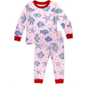 imageHonestBaby babygirls 2piece Pajamas Sleepwear Pjs 100 Organic Cotton for Baby Toddler Kids GirlSweet Seas