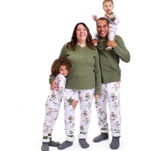 imageHonestBaby Family Matching Holiday Pajamas 100 Organic Cotton for Men Women Kids Toddlers Baby Boys Girls Unisex PetsFoxy Green