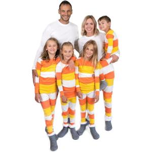 imageHonestBaby Family Matching Holiday Pajamas 100 Organic Cotton for Men Women Kids Toddlers Baby Boys Girls Unisex PetsHalloween Bold Stripe Candy Corn