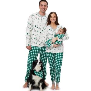 imageHonestBaby Family Matching Holiday Pajamas 100 Organic Cotton for Men Women Kids Toddlers Baby Boys Girls Unisex PetsPainted Buffalo Check Emerald