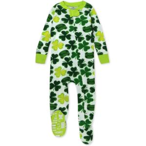 imageHonestBaby unisexbaby Celebration Nonslip Footed Pajamas Onepiece Sleeper Zipfront Pjs 100 Organic CottonFroggy Fortune