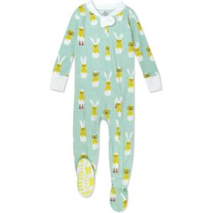 imageHonestBaby unisexbaby Celebration Nonslip Footed Pajamas Onepiece Sleeper Zipfront Pjs 100 Organic CottonHatch Mint