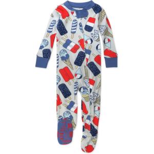 imageHonestBaby unisexbaby Celebration Nonslip Footed Pajamas Onepiece Sleeper Zipfront Pjs 100 Organic CottonIce Cream Independence