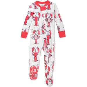 imageHonestBaby unisexbaby Celebration Nonslip Footed Pajamas Onepiece Sleeper Zipfront Pjs 100 Organic CottonLobster