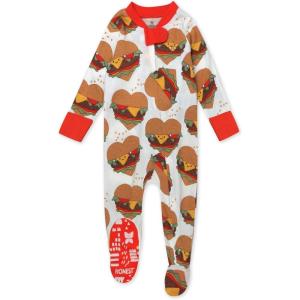 imageHonestBaby unisexbaby Celebration Nonslip Footed Pajamas Onepiece Sleeper Zipfront Pjs 100 Organic CottonLove at First Bite