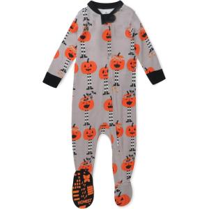 imageHonestBaby unisexbaby Celebration Nonslip Footed Pajamas Onepiece Sleeper Zipfront Pjs 100 Organic CottonPippi Long Pumpkin