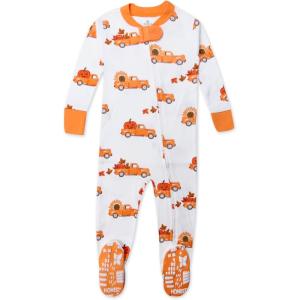 imageHonestBaby unisexbaby Celebration Nonslip Footed Pajamas Onepiece Sleeper Zipfront Pjs 100 Organic CottonPumpkin Picking