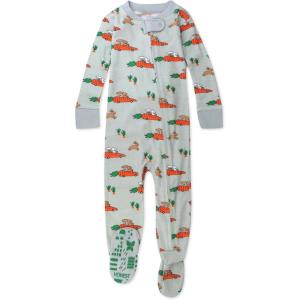 imageHonestBaby unisexbaby Celebration Nonslip Footed Pajamas Onepiece Sleeper Zipfront Pjs 100 Organic CottonRacing Rabbits
