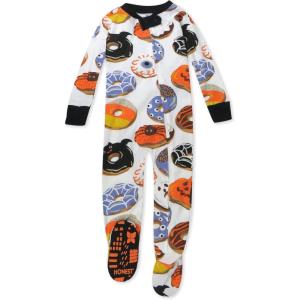 imageHonestBaby unisexbaby Celebration Nonslip Footed Pajamas Onepiece Sleeper Zipfront Pjs 100 Organic CottonSpooookeey Donuts