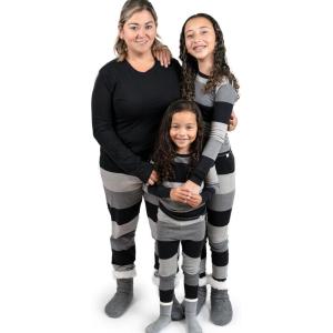 imageHonestBaby unisexbaby Organic Cotton Holiday Family Jammies PajamasBold Stripe Gray Ombre