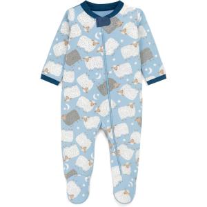 image:imageHonestBaby Baby Boys Sleep amp Play Footed Onepiece Pajama Sleeper 100 Organic Cotton Baby BoysBarnyard Baaamas Blue