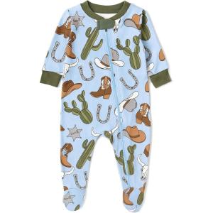 image:imageHonestBaby Baby Boys Sleep amp Play Footed Onepiece Pajama Sleeper 100 Organic Cotton Baby BoysCactus Cuddle  Blue