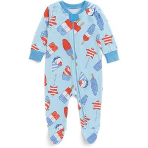 image:imageHonestBaby Baby Boys Sleep amp Play Footed Onepiece Pajama Sleeper 100 Organic Cotton Baby BoysIndependence Cream Blue