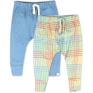 image:imageMultipack Honest Pants Joggers Pull on 100 Organic Cotton for Infant Baby and Toddler Boys Girls UnisexSeersucker Plaid Cornflower