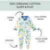 image:imageHonestBaby Baby Sleep and Play Footed Pajamas Onepiece Sleeper Jumpsuit Zipfront Pjs Organic Cotton for Baby Girls UnisexBirthday Bash Blue