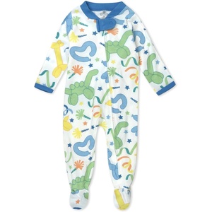 image:imageHonestBaby Baby Sleep and Play Footed Pajamas Onepiece Sleeper Jumpsuit Zipfront Pjs Organic Cotton for Baby Girls UnisexBirthday Bash Blue