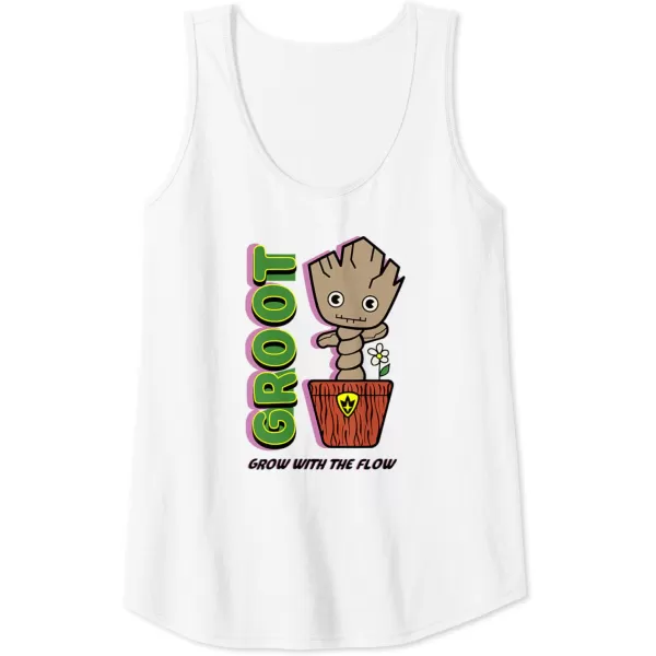 Amazon Essentials Guardians of the Galaxy Groot Grow With The Flow Tank TopWhite