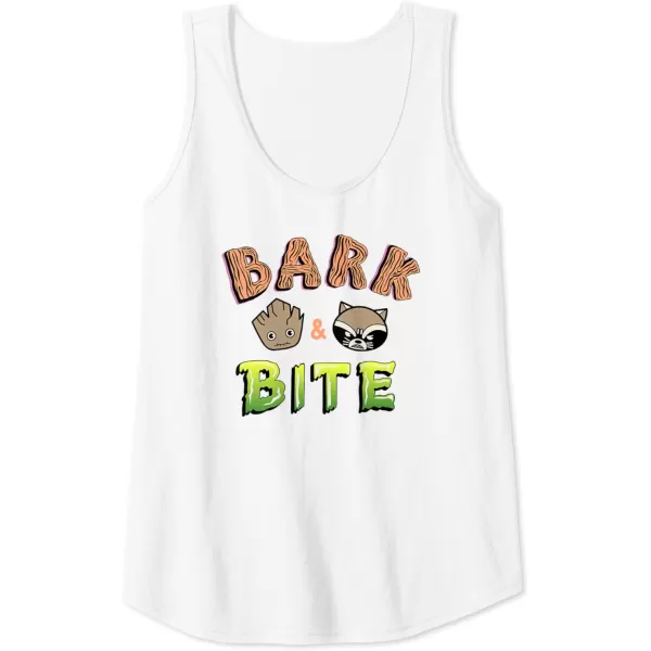 Amazon Essentials Guardians of the Galaxy Groot and Rocket Bark and Bite Tank TopWhite