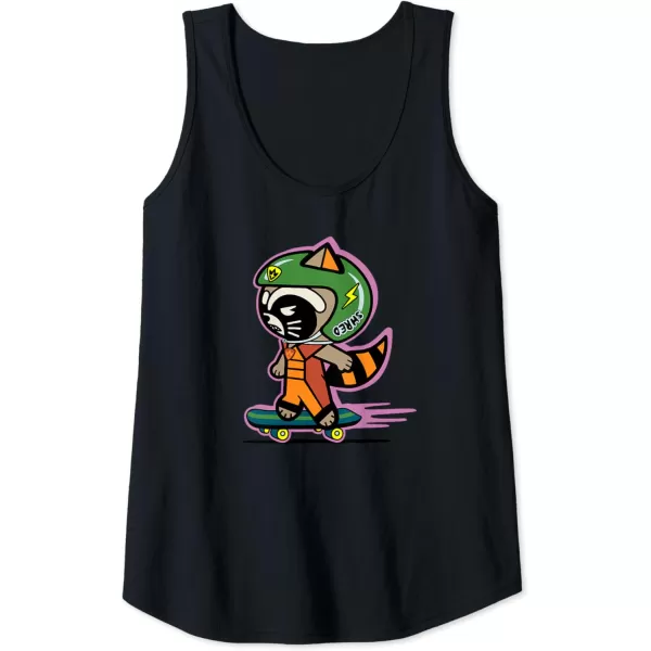 Amazon Essentials Guardians of the Galaxy Skateboarding Rocket Tank TopBlack