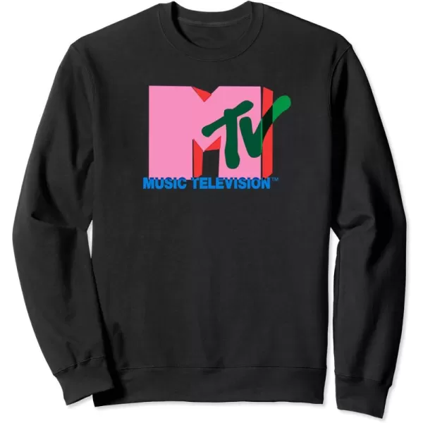Amazon Essentials MTV Overlapping Colorful Shapes Logo SweatshirtBlack