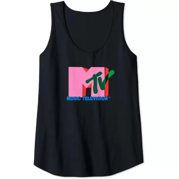 Amazon Essentials MTV Overlapping Colorful Shapes Logo Tank TopBlack