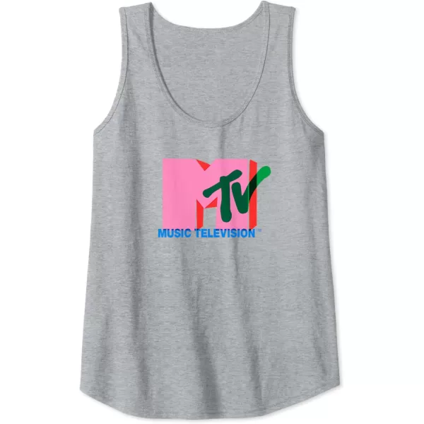 Amazon Essentials MTV Overlapping Colorful Shapes Logo Tank TopHeather Grey