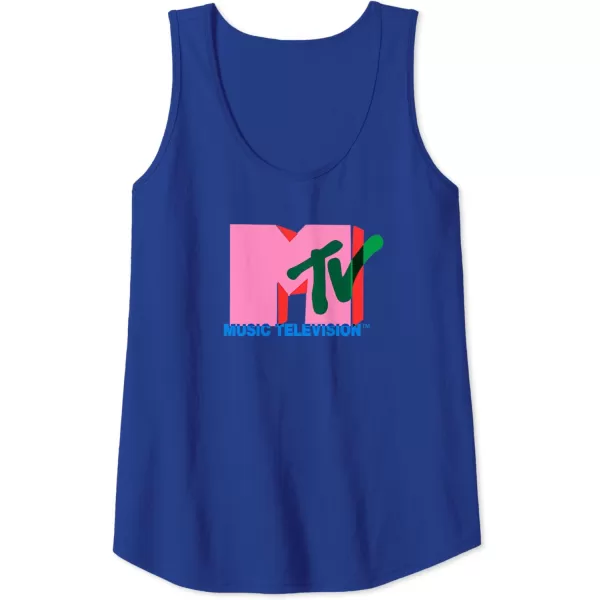 Amazon Essentials MTV Overlapping Colorful Shapes Logo Tank TopRoyal Blue