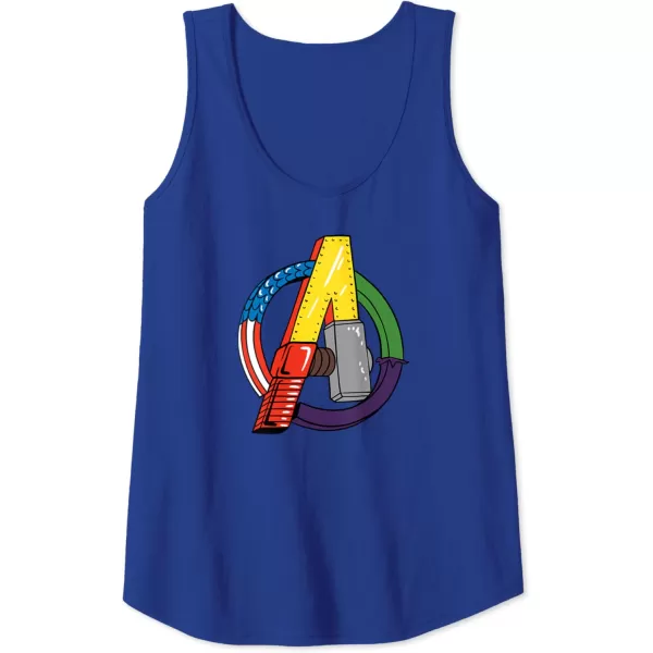 Amazon Essentials Marvel Avengers Multi Hero Logo Collage Tank TopRoyal Blue