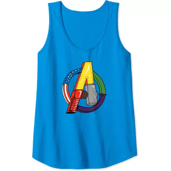 Amazon Essentials Marvel Avengers Multi Hero Logo Collage Tank TopSapphire Blue