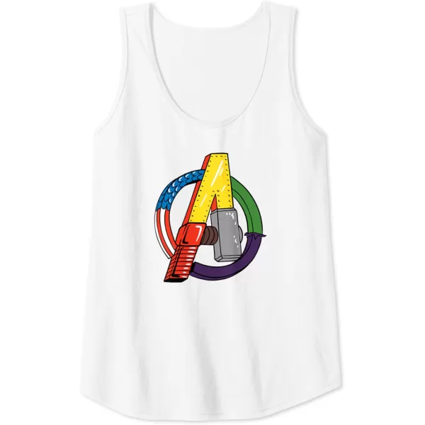 Amazon Essentials Marvel Avengers Multi Hero Logo Collage Tank TopWhite