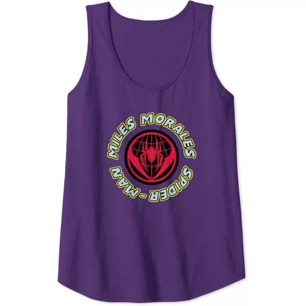 Amazon Essentials Marvel Miles Morales SpiderMan Circular Logo Tank TopPurple