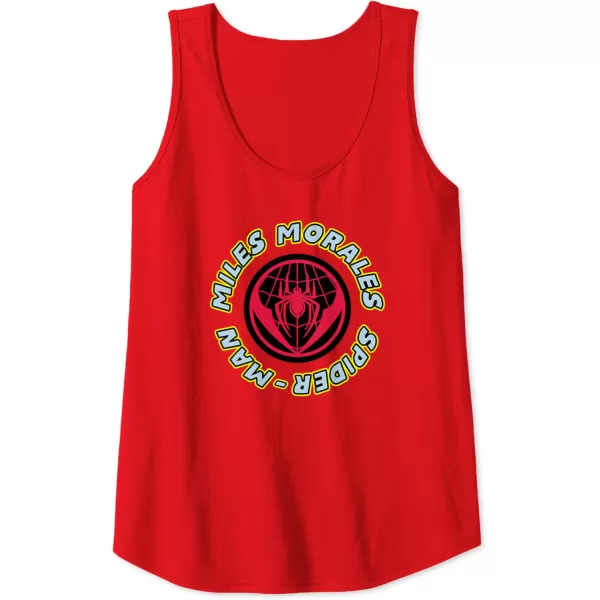 Amazon Essentials Marvel Miles Morales SpiderMan Circular Logo Tank TopRed