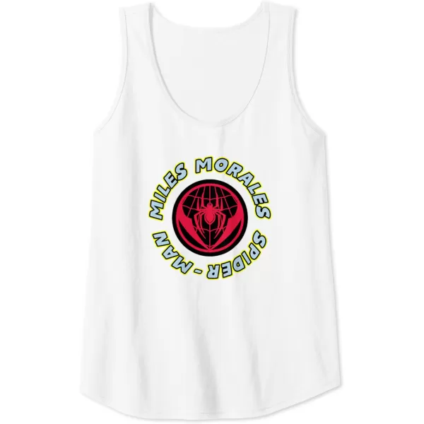 Amazon Essentials Marvel Miles Morales SpiderMan Circular Logo Tank TopWhite