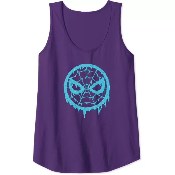 Amazon Essentials Marvel SpiderMan Dripping Blue Face Logo Tank TopPurple