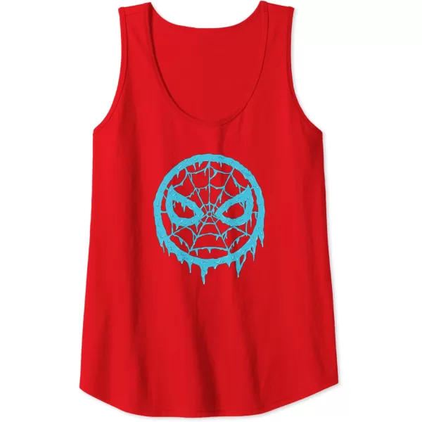 Amazon Essentials Marvel SpiderMan Dripping Blue Face Logo Tank TopRed