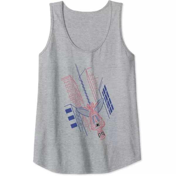 Amazon Essentials Marvel SpiderMan Hanging in the City Line Drawing Tank TopHeather Grey