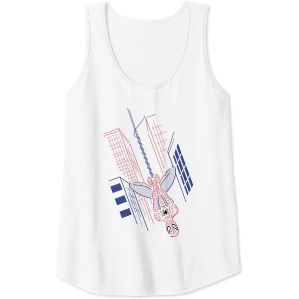 Amazon Essentials Marvel SpiderMan Hanging in the City Line Drawing Tank TopWhite