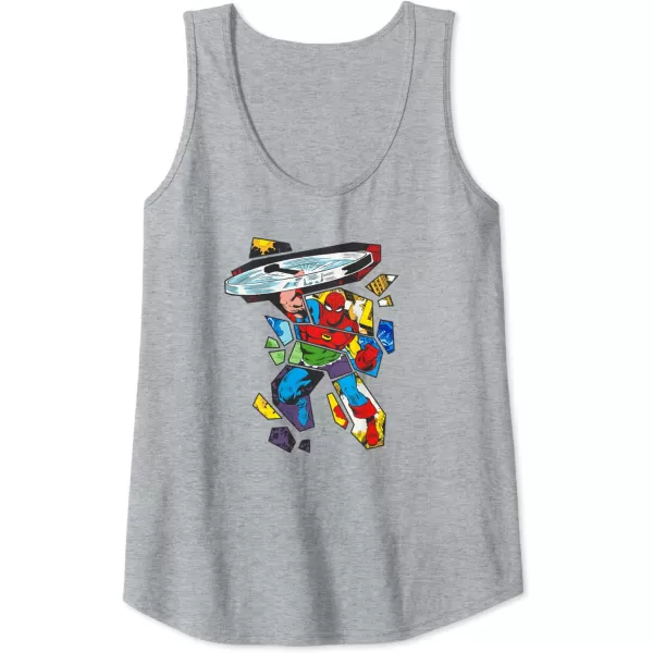 Amazon Essentials Marvel Super Heroes Multi Hero Shattered Collage Tank TopHeather Grey