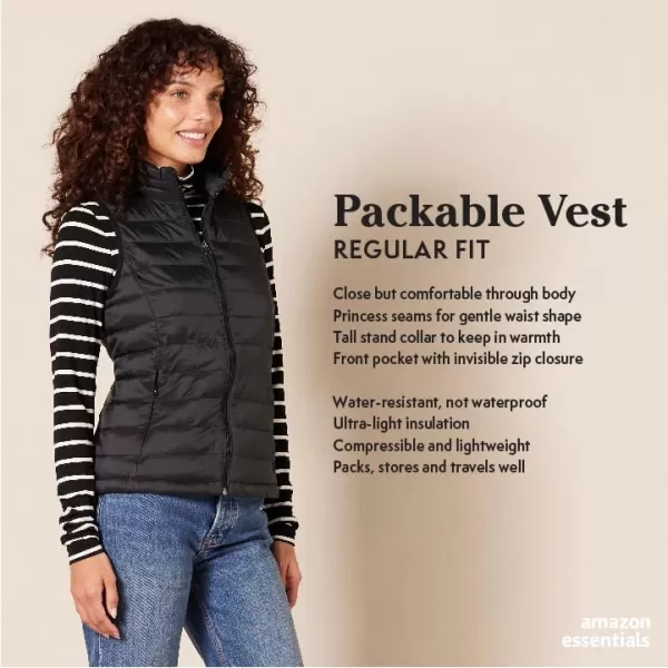Amazon Essentials Womens Lightweight WaterResistant Packable Puffer VestOffwhite
