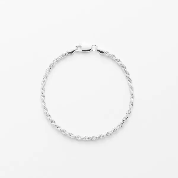 Amazon Essentials Yellow Gold Plated Sterling Silver DiamondCut Rope Chain Link BraceletSilver