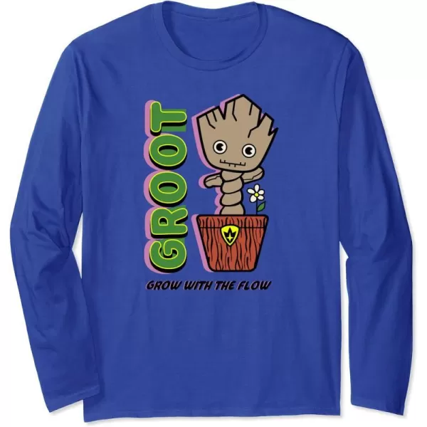Amazon Essentials Guardians of the Galaxy Groot Grow With The Flow Long Sleeve TShirtRoyal Blue