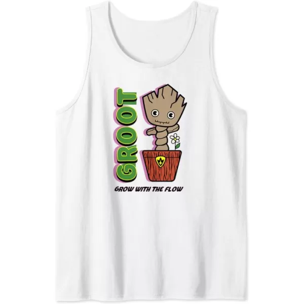 Amazon Essentials Guardians of the Galaxy Groot Grow With The Flow Tank TopWhite