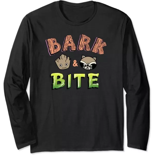 Amazon Essentials Guardians of the Galaxy Groot and Rocket Bark and Bite Long Sleeve TShirtBlack