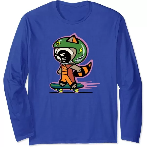 Amazon Essentials Guardians of the Galaxy Skateboarding Rocket Long Sleeve TShirtRoyal Blue