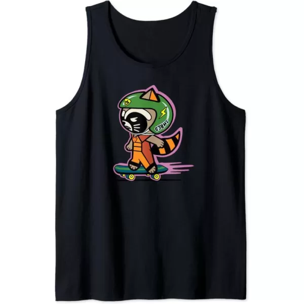 Amazon Essentials Guardians of the Galaxy Skateboarding Rocket Tank TopBlack