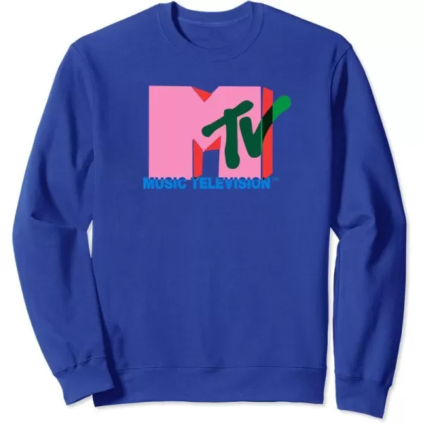 Amazon Essentials MTV Overlapping Colorful Shapes Logo SweatshirtRoyal Blue