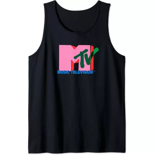 Amazon Essentials MTV Overlapping Colorful Shapes Logo Tank TopBlack